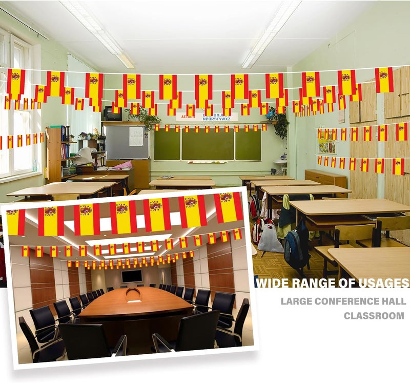 MVPRING Spain String Flag Pennant Banner, Small Mini Spanish Flags Bunting Banner, National Country Decoration for School, Party, Sports Events, Patriotic Festival, 33 Feet 30 Flags - Image 2